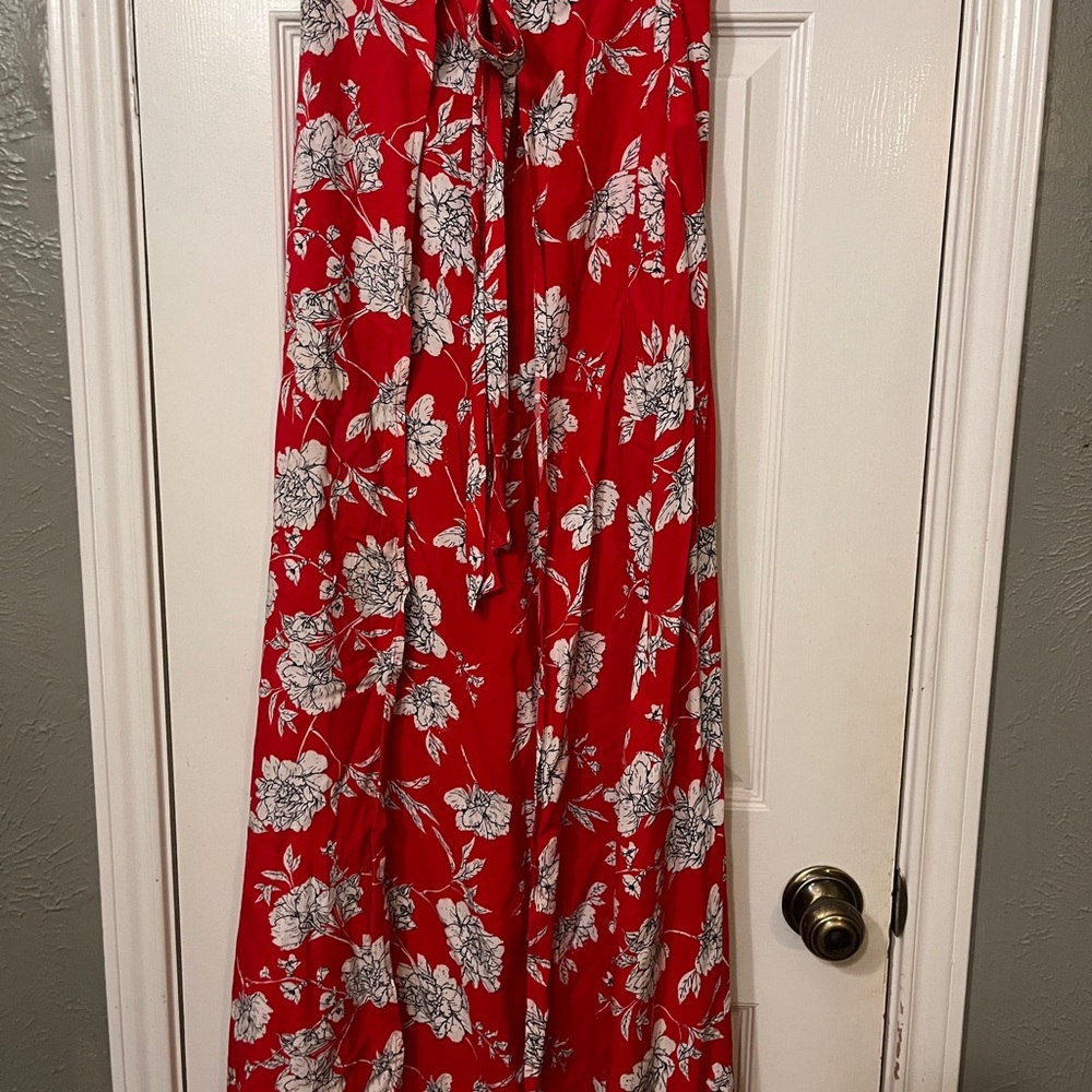 Floral Red Maxi Skirt